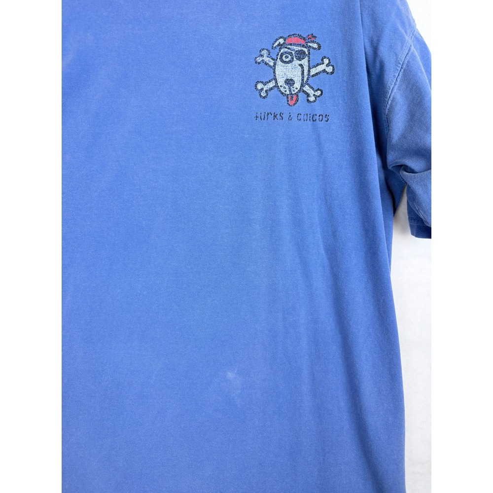 Comfort Colors Turks & Caicos Pirate Dog Graphic T Shirt XXL Garment Dyed Blue - Picture 9 of 9